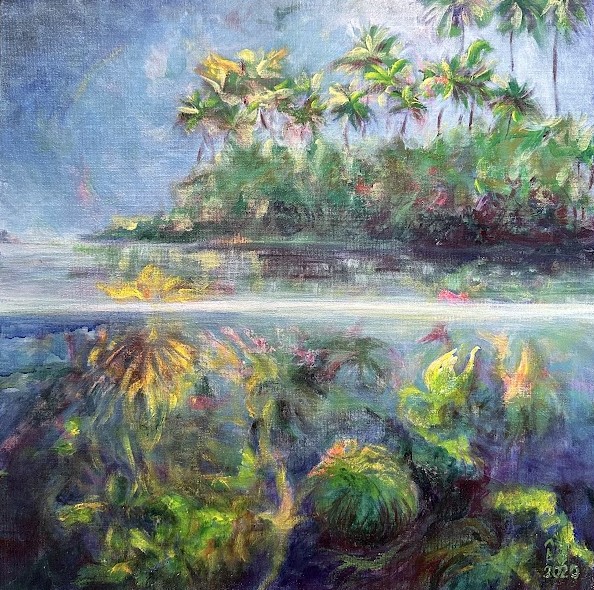 Julia Robinek painting titled The surface is the great divider 