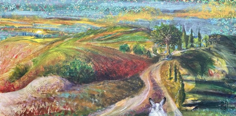 Julia Robinek painting titled Down in the rabbit hole 2021
