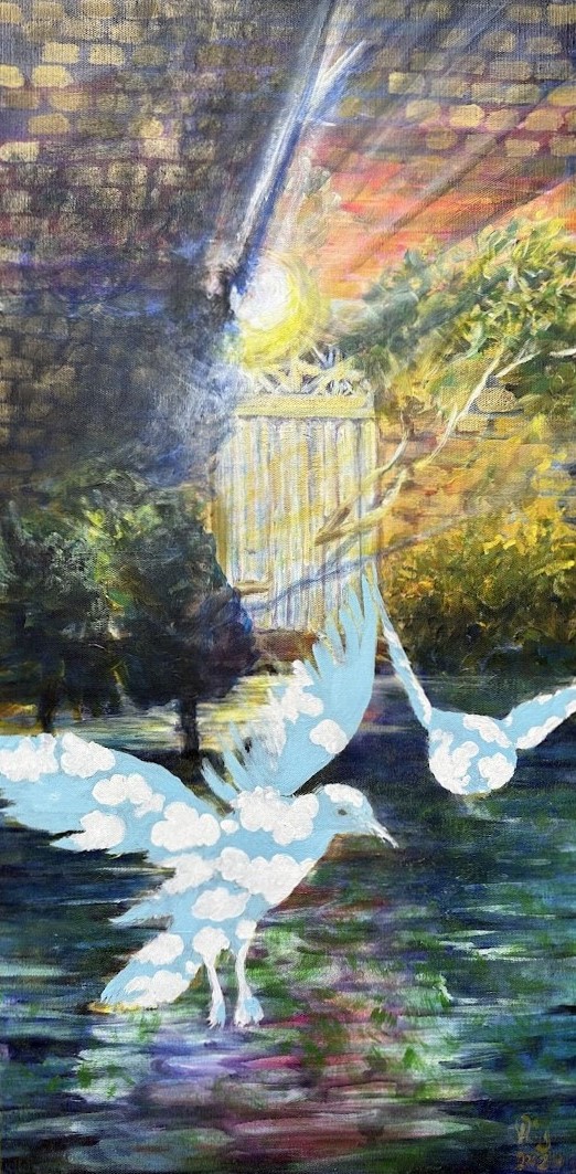 Julia Robinek painting titled When shadows dissolve 2020